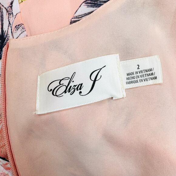 Eliza J Womens Blush Pink Romantic Floral Cascading Ruffle High-Low Hem Dress 2 - Picture 14 of 16